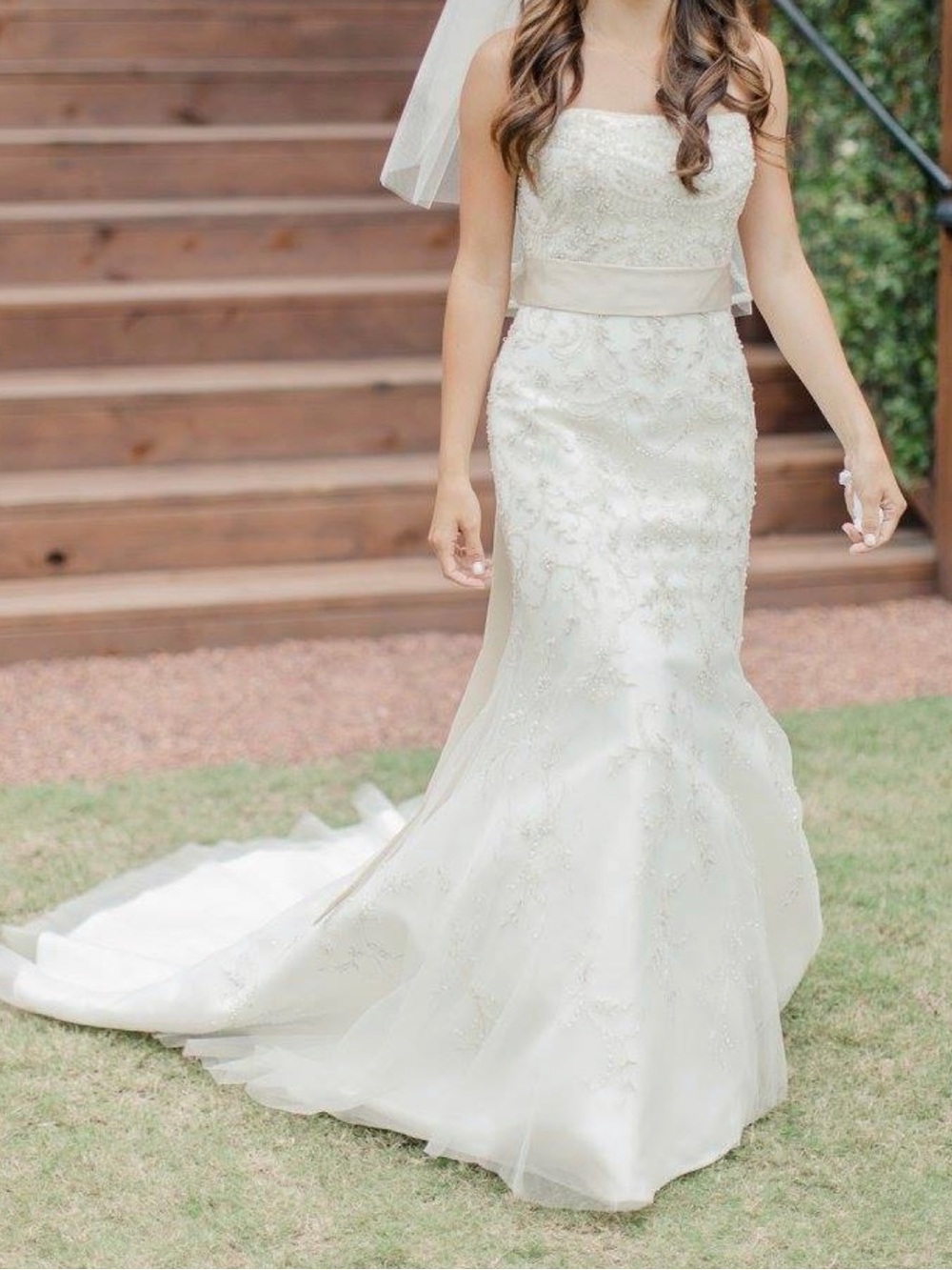 Ivory Strapless Lace Mermaid Wedding Gown